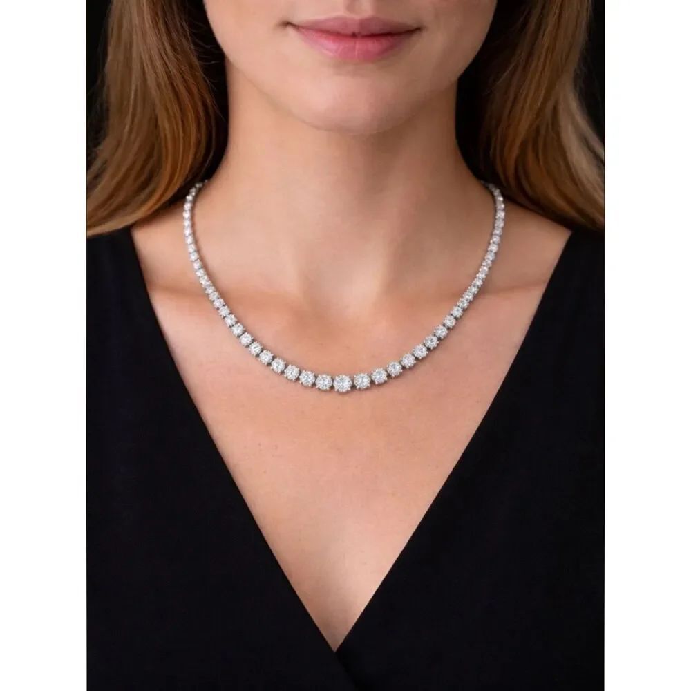 925 Sterling Silver & Cubic Zirconia Graduated 18” Tennis Necklace